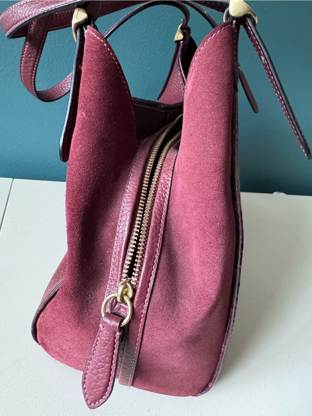 Coach Lori Merlot with snakeskin trim - Picture 7 of 12